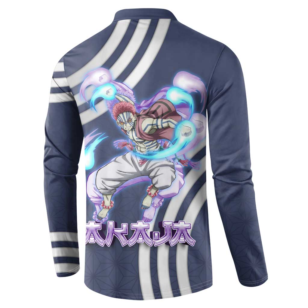 Akaza Demon Slayer Button Sweatshirt Mystic Aura Anime Ring Style