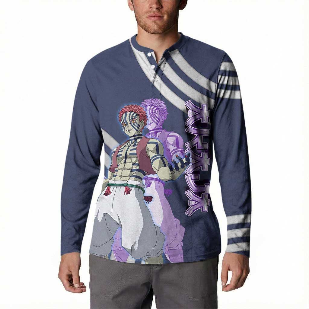 Akaza Demon Slayer Button Sweatshirt Mystic Aura Anime Ring Style