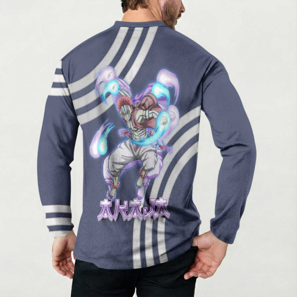 Akaza Demon Slayer Button Sweatshirt Mystic Aura Anime Ring Style