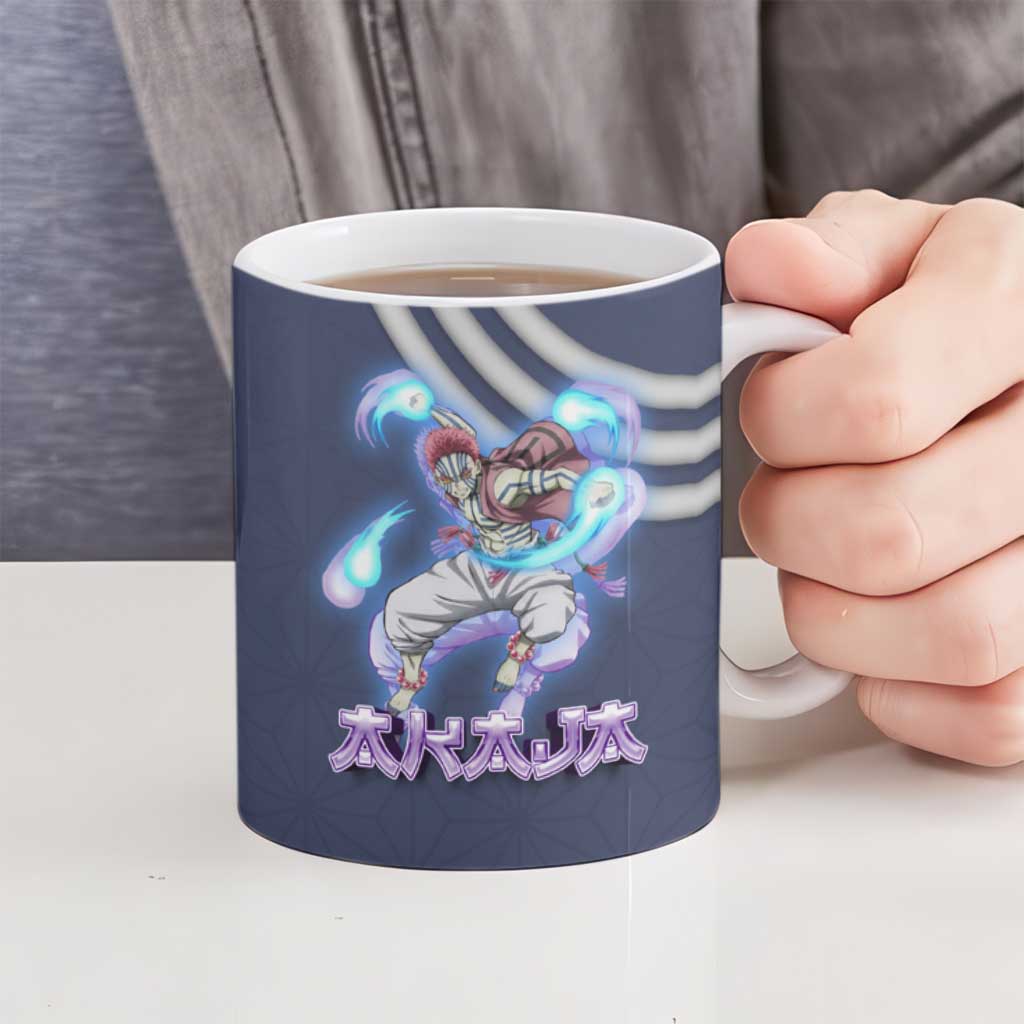 Akaza Demon Slayer Ceramic Mug Mystic Aura Anime Ring Style