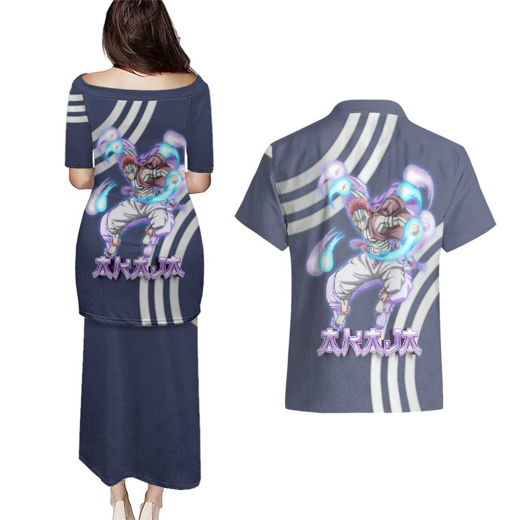 Akaza Demon Slayer Couples Matching Puletasi and Hawaiian Shirt Mystic Aura Anime Ring Style
