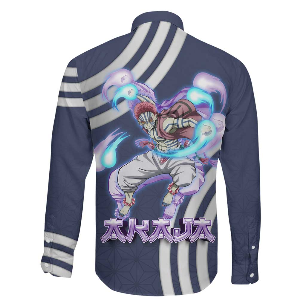 Akaza Demon Slayer Family Matching Long Sleeve Bodycon Dress and Hawaiian Shirt Mystic Aura Anime Ring Style