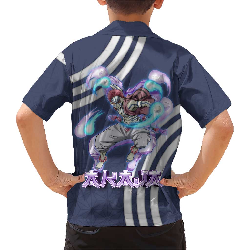 Akaza Demon Slayer Family Matching Off Shoulder Short Dress and Hawaiian Shirt Mystic Aura Anime Ring Style