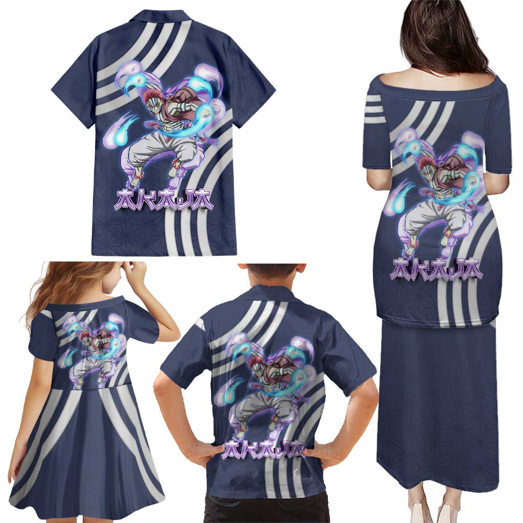 Akaza Demon Slayer Family Matching Puletasi and Hawaiian Shirt Mystic Aura Anime Ring Style