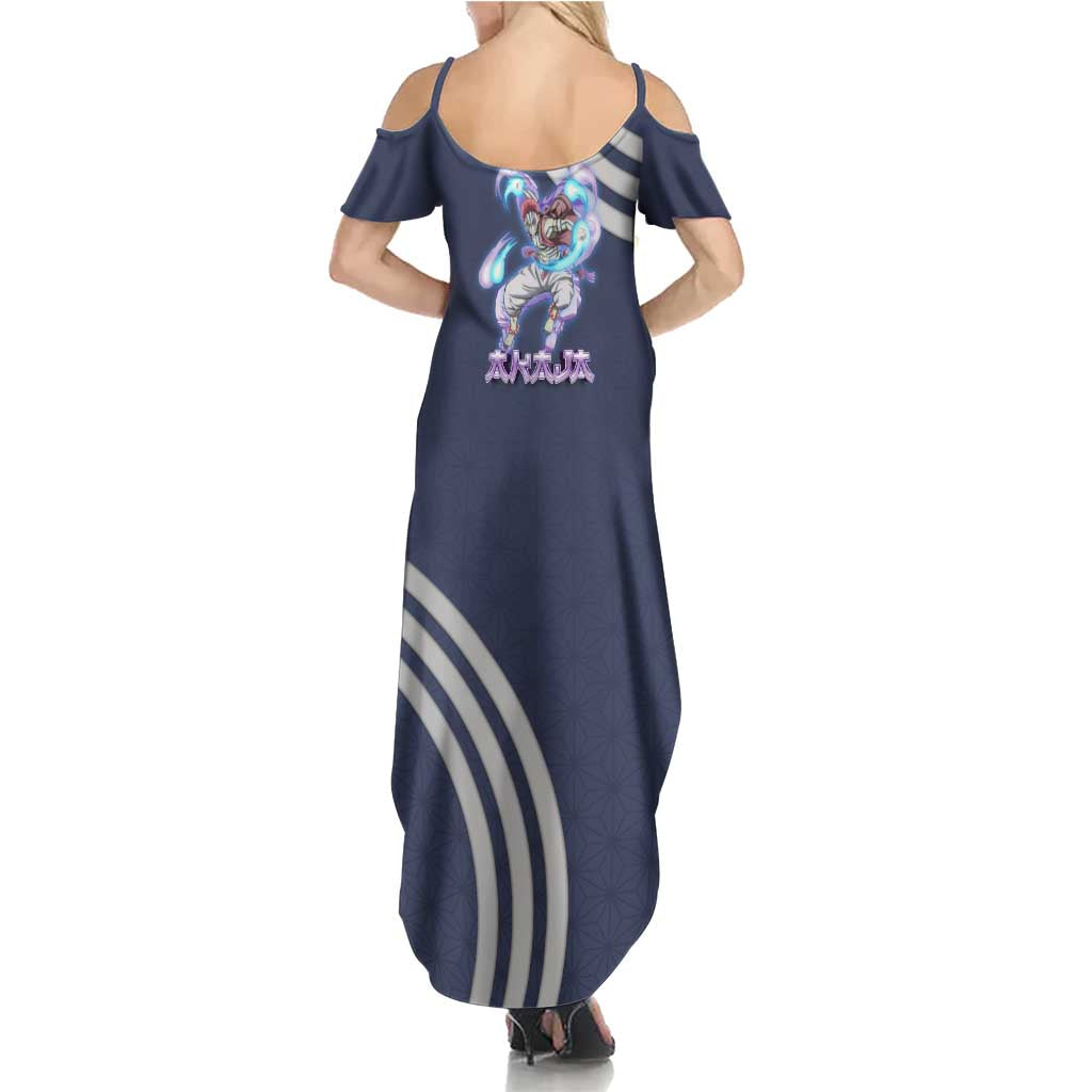 Akaza Demon Slayer Family Matching Summer Maxi Dress and Hawaiian Shirt Mystic Aura Anime Ring Style