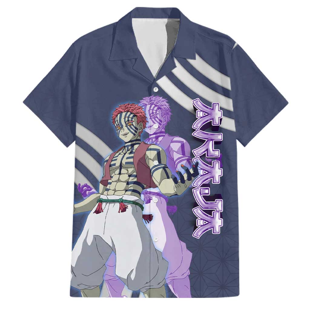 Akaza Demon Slayer Family Matching Tank Maxi Dress and Hawaiian Shirt Mystic Aura Anime Ring Style