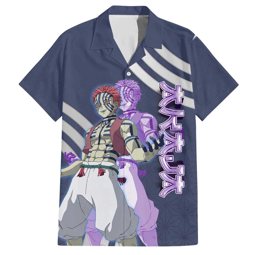 Akaza Demon Slayer Hawaiian Shirt Mystic Aura Anime Ring Style