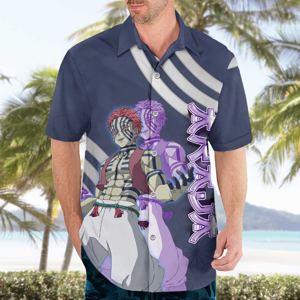 Akaza Demon Slayer Hawaiian Shirt Mystic Aura Anime Ring Style