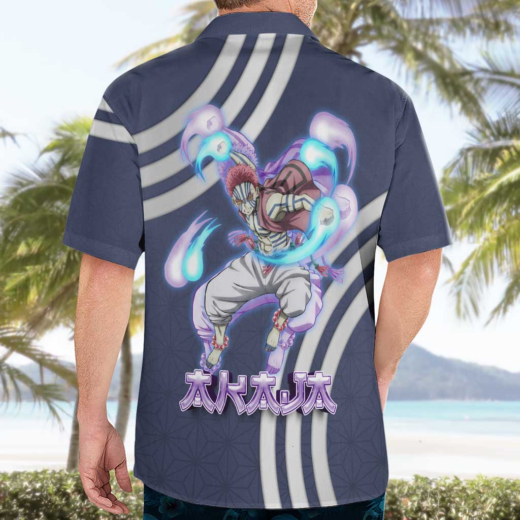 Akaza Demon Slayer Hawaiian Shirt Mystic Aura Anime Ring Style
