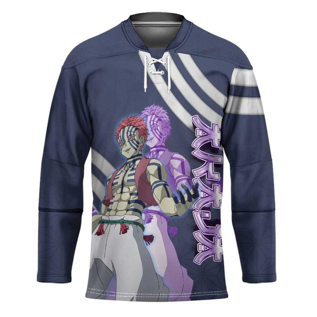 Akaza Demon Slayer Hockey Jersey Mystic Aura Anime Ring Style