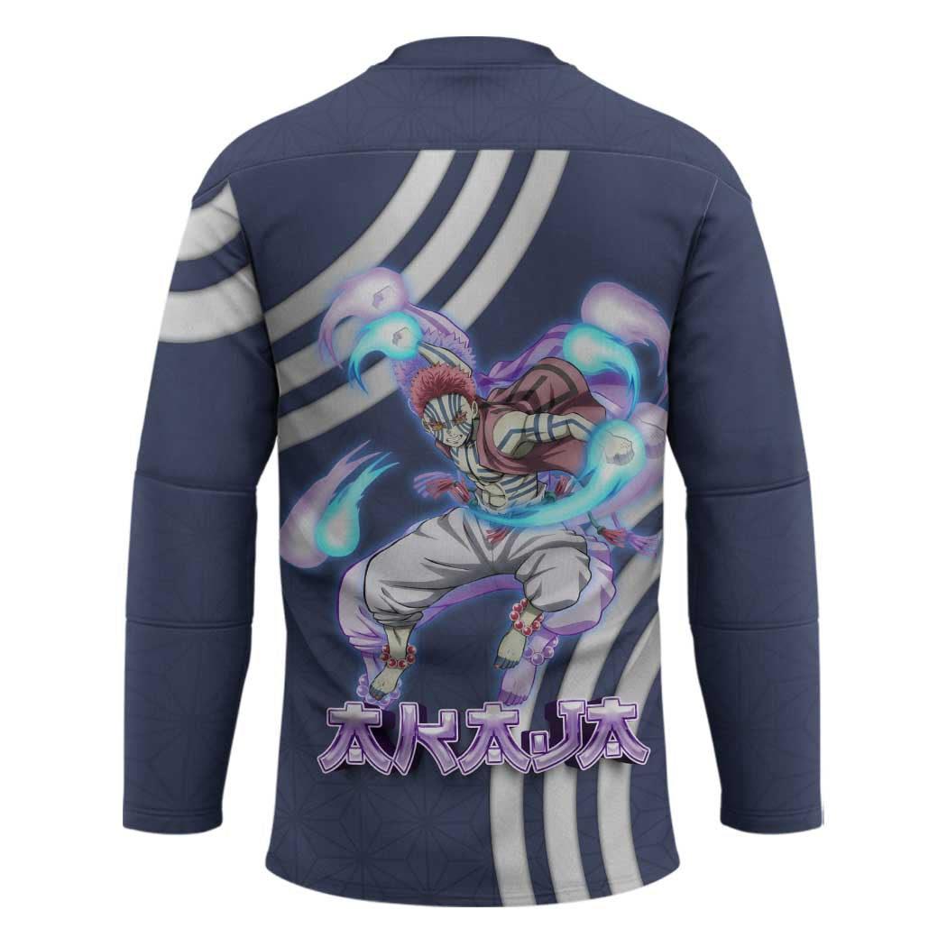 Akaza Demon Slayer Hockey Jersey Mystic Aura Anime Ring Style
