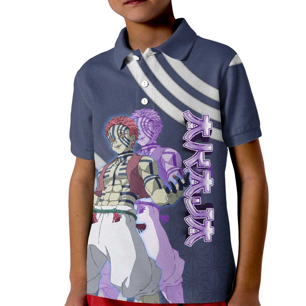Akaza Demon Slayer Kid Polo Shirt Mystic Aura Anime Ring Style