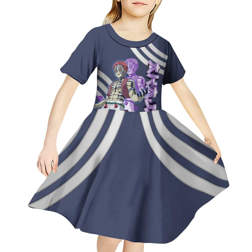 Akaza Demon Slayer Kid Short Sleeve Dress Mystic Aura Anime Ring Style