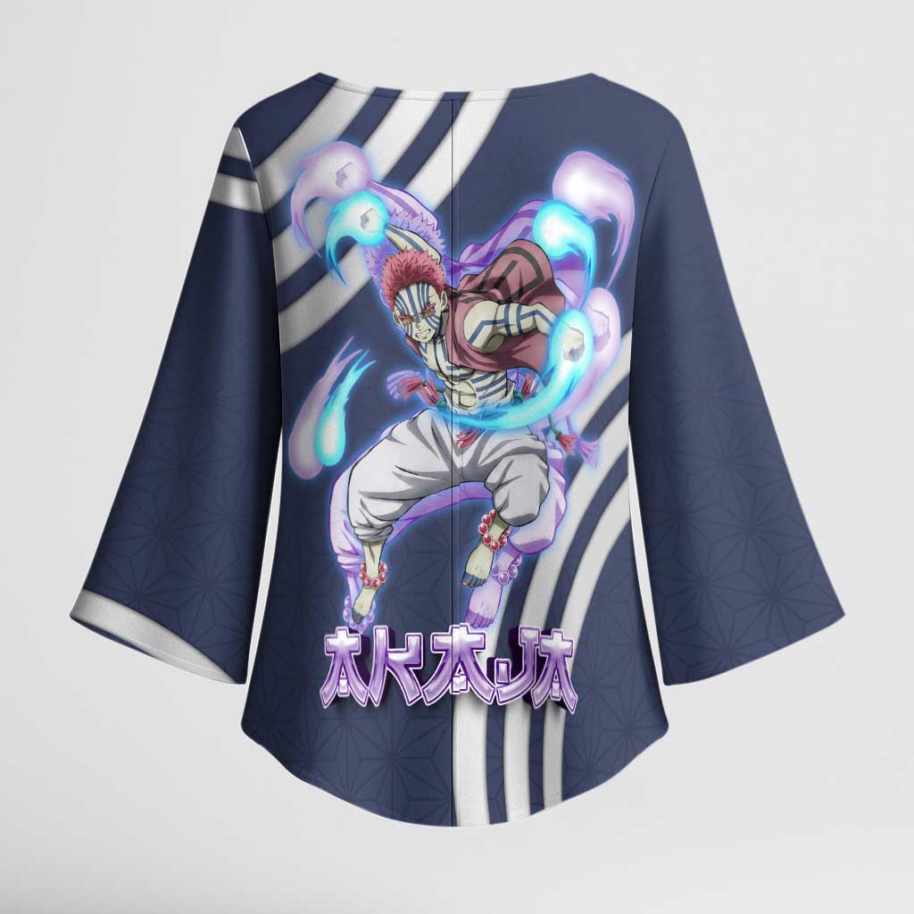 Akaza Demon Slayer Kimono Sleeve Blouse Mystic Aura Anime Ring Style