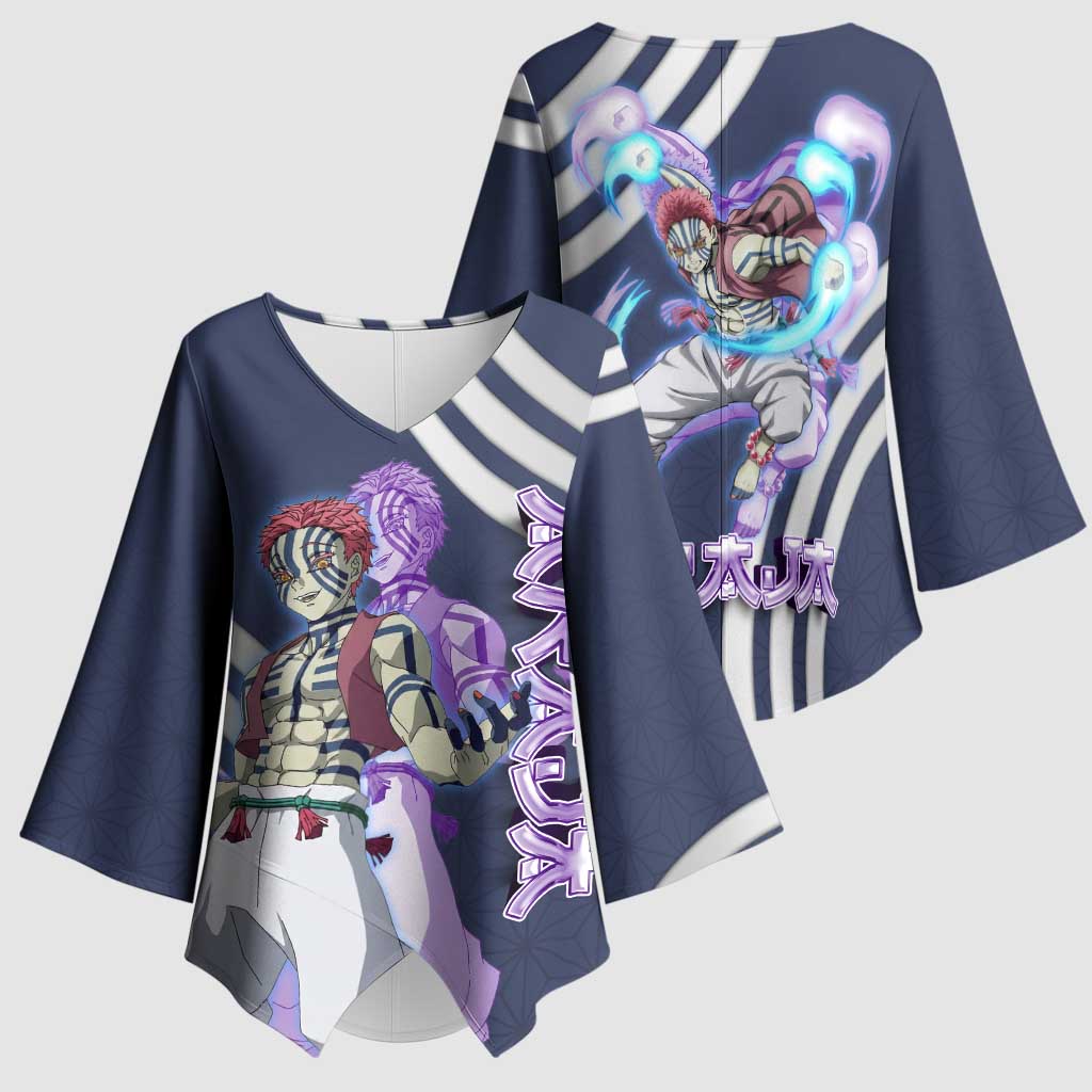 Akaza Demon Slayer Kimono Sleeve Blouse Mystic Aura Anime Ring Style