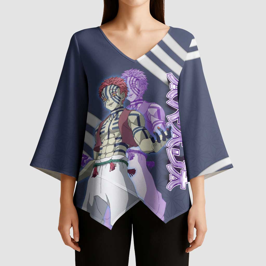 Akaza Demon Slayer Kimono Sleeve Blouse Mystic Aura Anime Ring Style