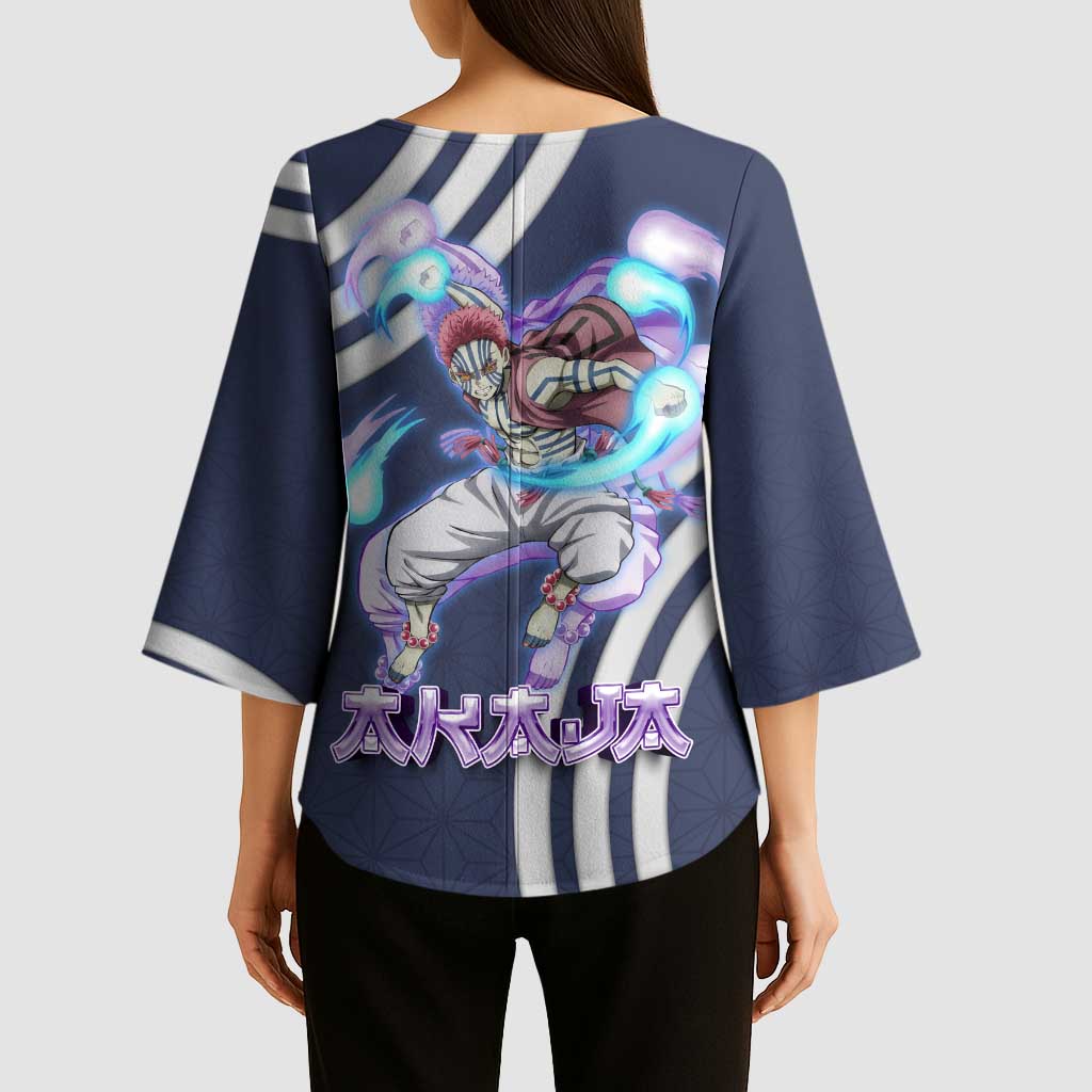 Akaza Demon Slayer Kimono Sleeve Blouse Mystic Aura Anime Ring Style
