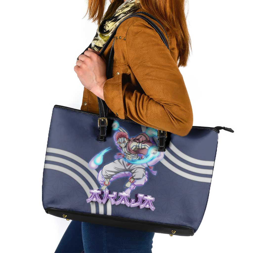 Akaza Demon Slayer Leather Tote Bag Mystic Aura Anime Ring Style