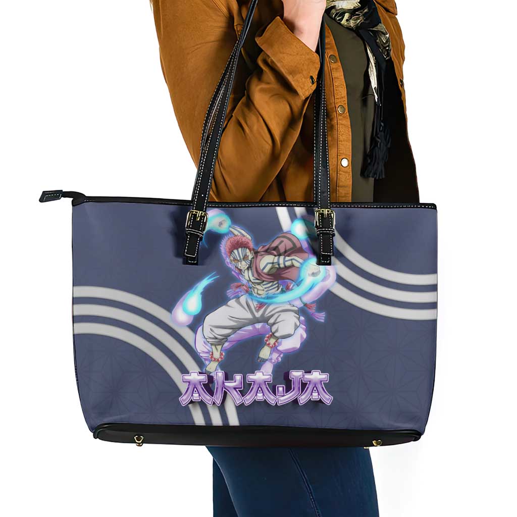 Akaza Demon Slayer Leather Tote Bag Mystic Aura Anime Ring Style