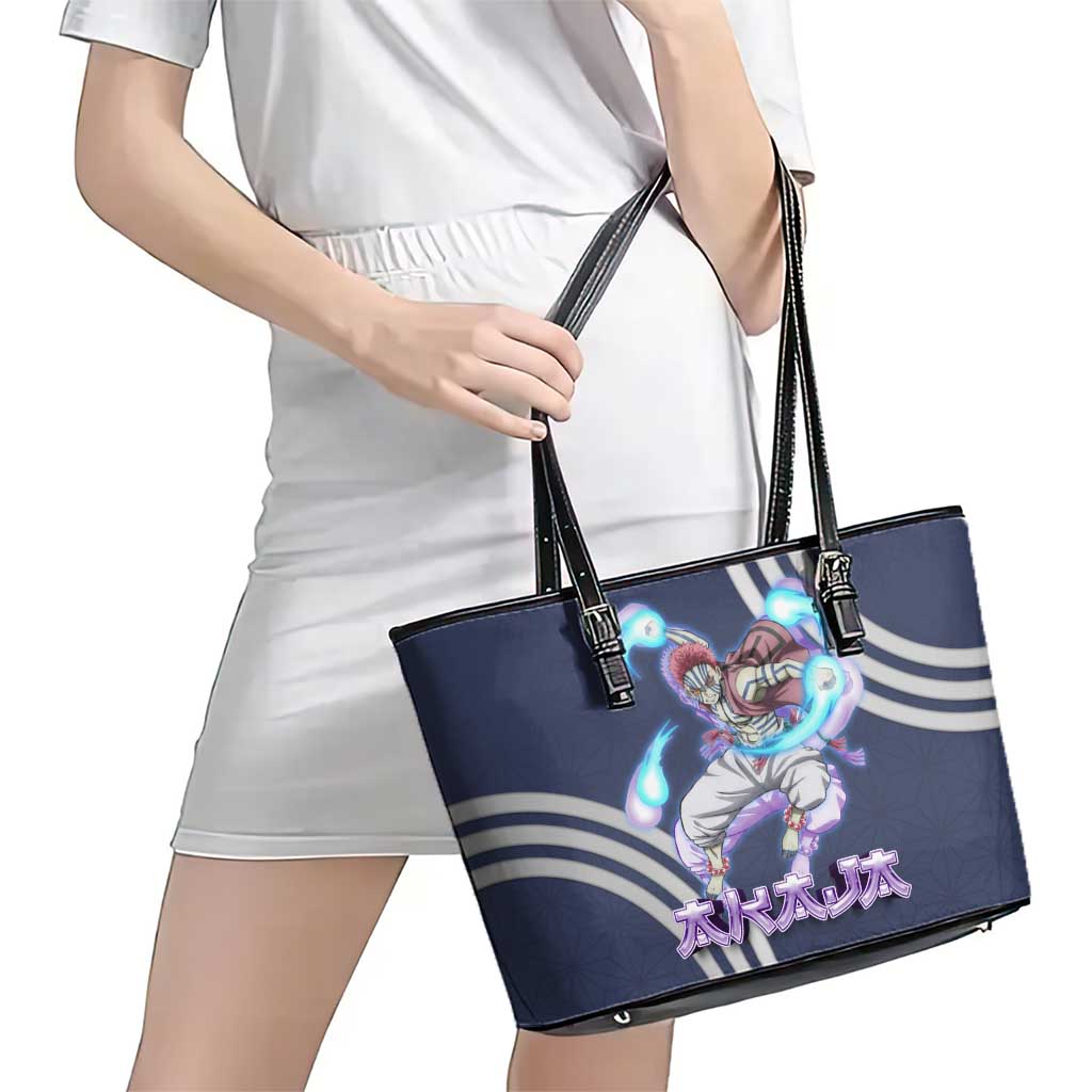 Akaza Demon Slayer Leather Tote Bag Mystic Aura Anime Ring Style