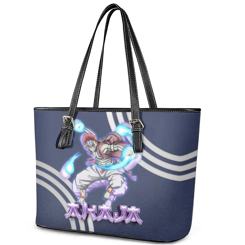Akaza Demon Slayer Leather Tote Bag Mystic Aura Anime Ring Style