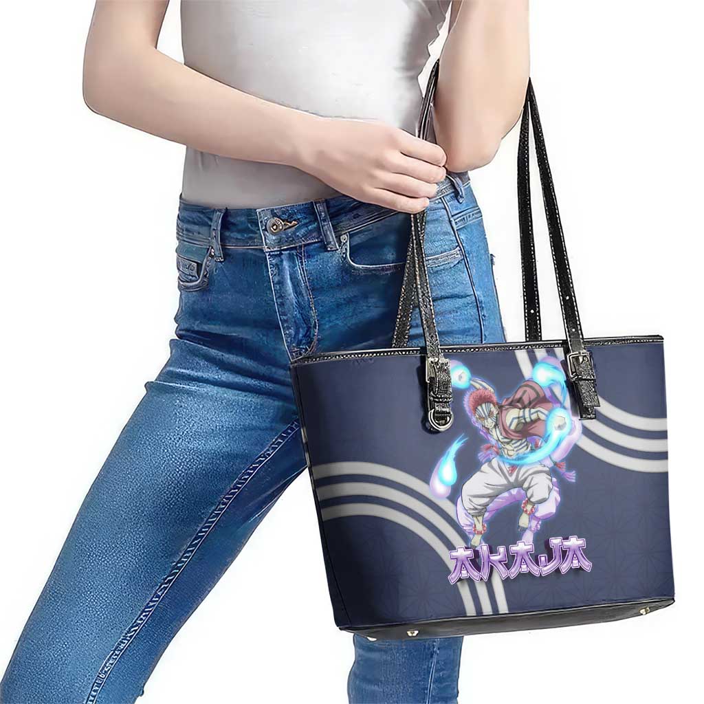 Akaza Demon Slayer Leather Tote Bag Mystic Aura Anime Ring Style