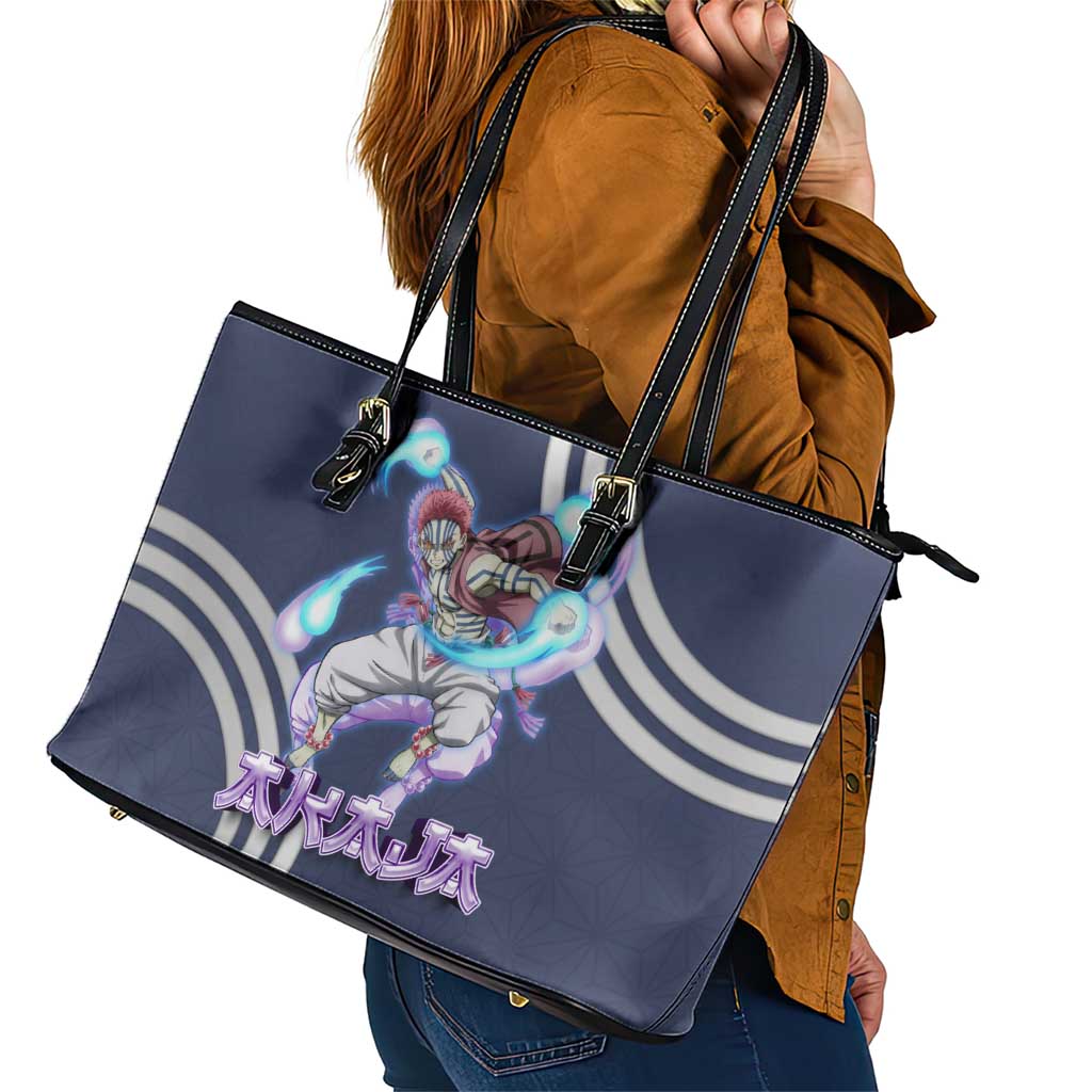 Akaza Demon Slayer Leather Tote Bag Mystic Aura Anime Ring Style