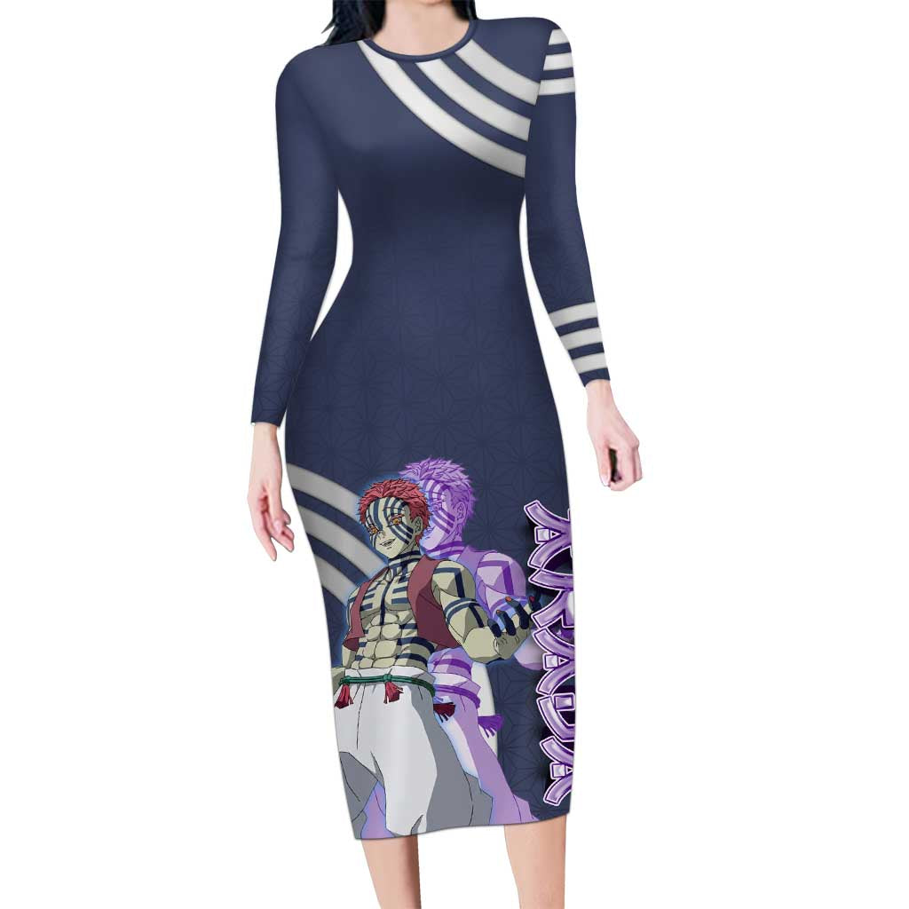 Akaza Demon Slayer Long Sleeve Bodycon Dress Mystic Aura Anime Ring Style