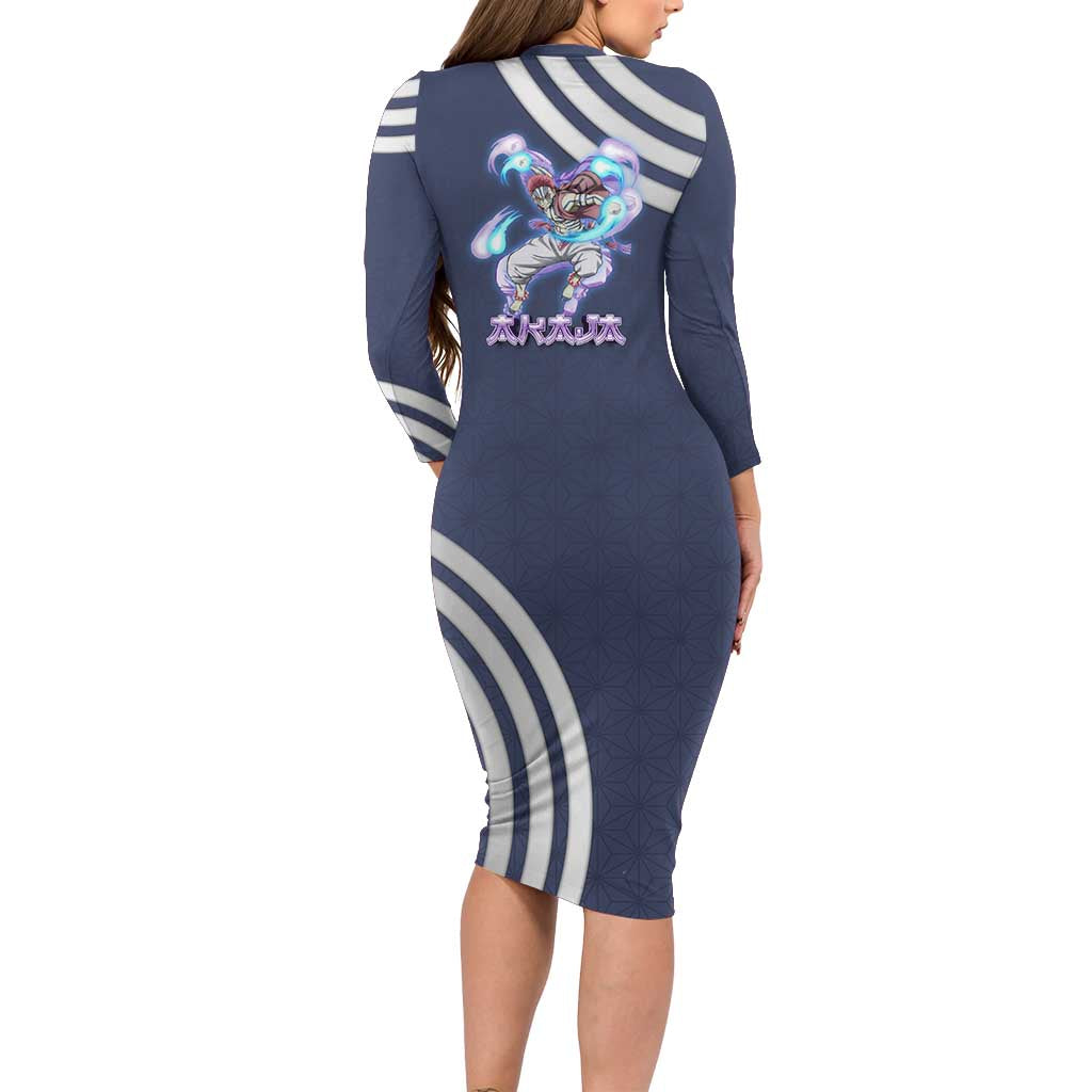 Akaza Demon Slayer Long Sleeve Bodycon Dress Mystic Aura Anime Ring Style