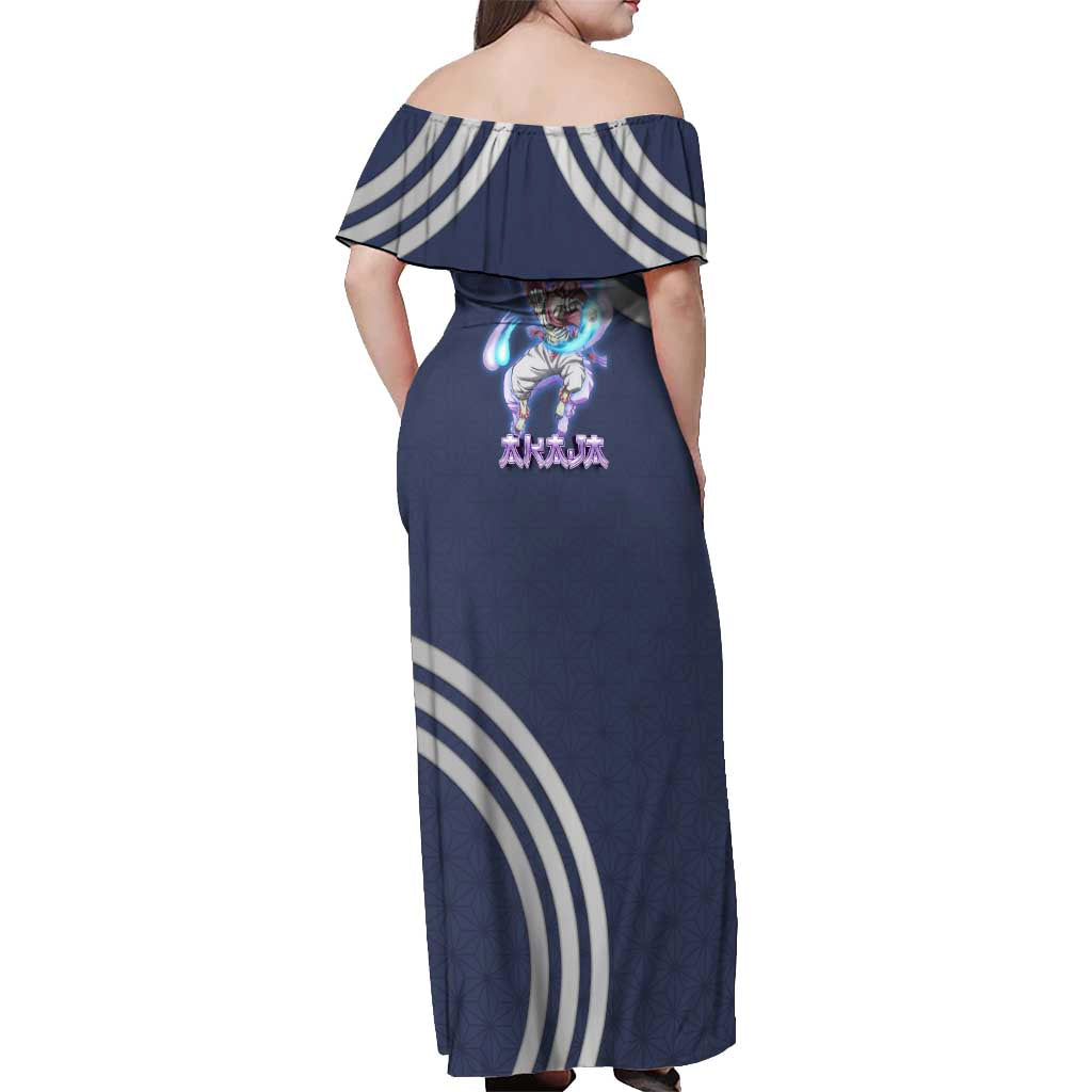 Akaza Demon Slayer Off Shoulder Maxi Dress Mystic Aura Anime Ring Style