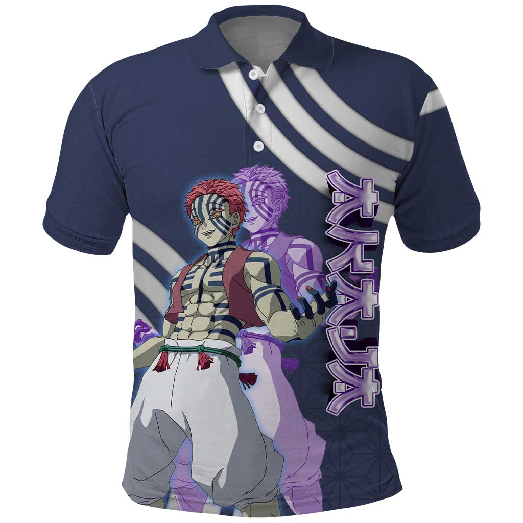 Akaza Demon Slayer Polo Shirt Mystic Aura Anime Ring Style