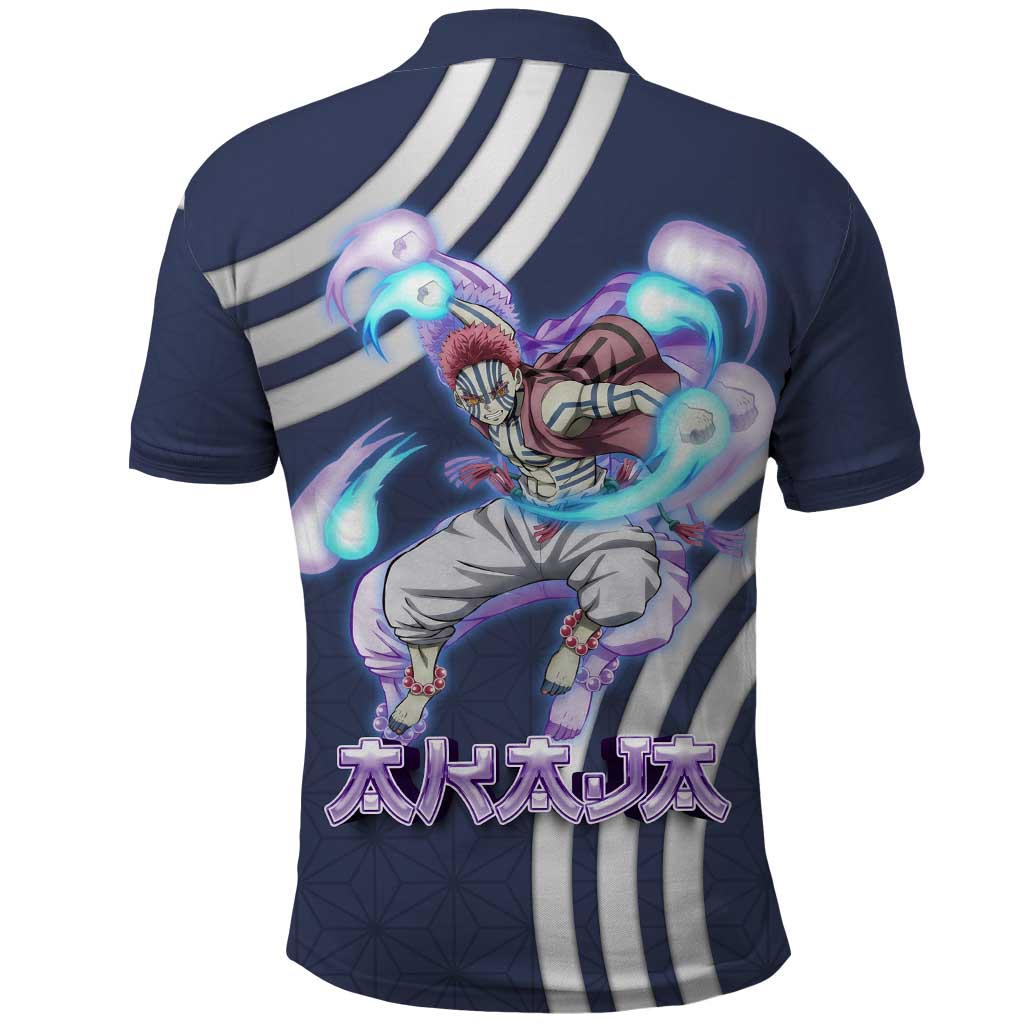 Akaza Demon Slayer Polo Shirt Mystic Aura Anime Ring Style