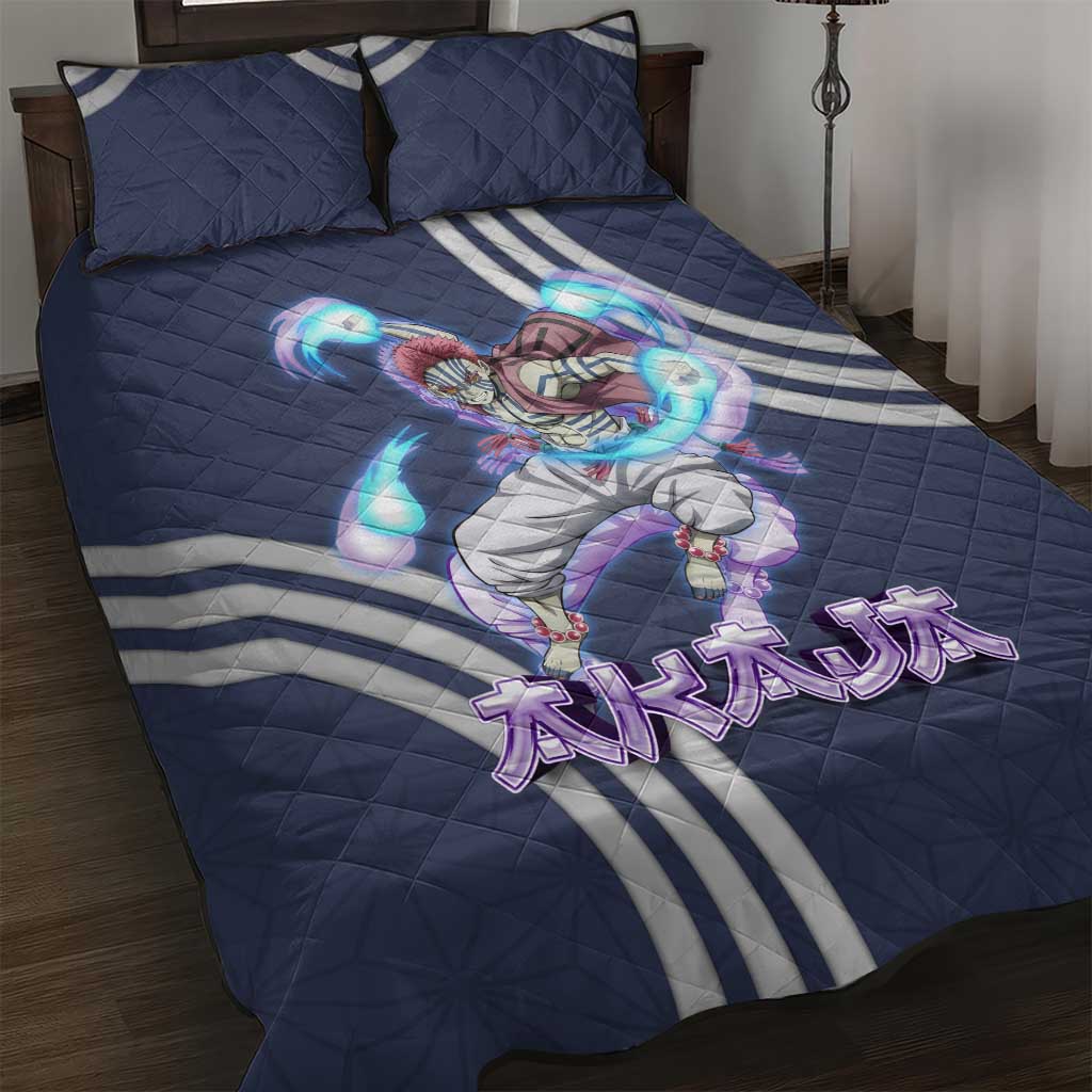 Akaza Demon Slayer Quilt Bed Set Mystic Aura Anime Ring Style