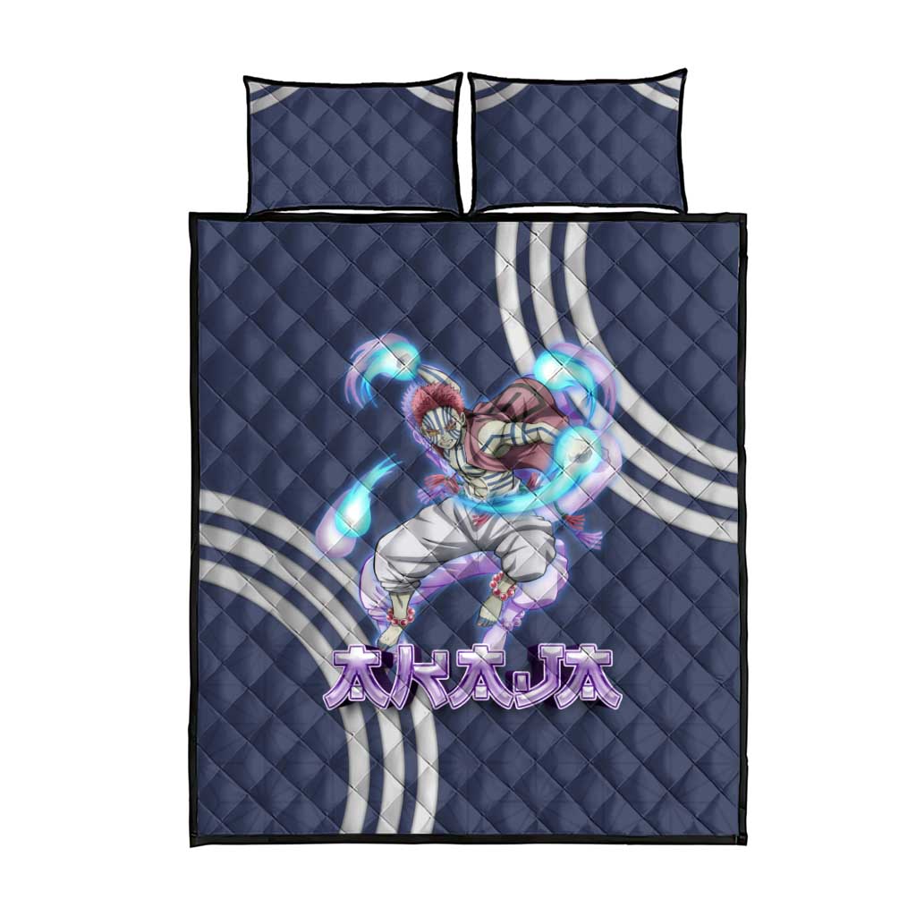 Akaza Demon Slayer Quilt Bed Set Mystic Aura Anime Ring Style