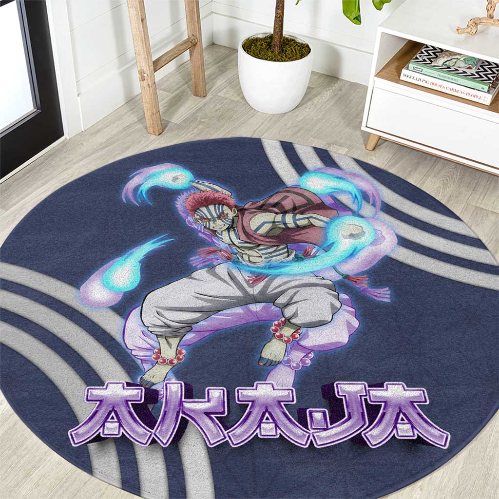 Akaza Demon Slayer Round Carpet Mystic Aura Anime Ring Style