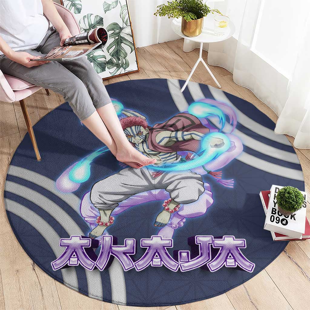 Akaza Demon Slayer Round Carpet Mystic Aura Anime Ring Style
