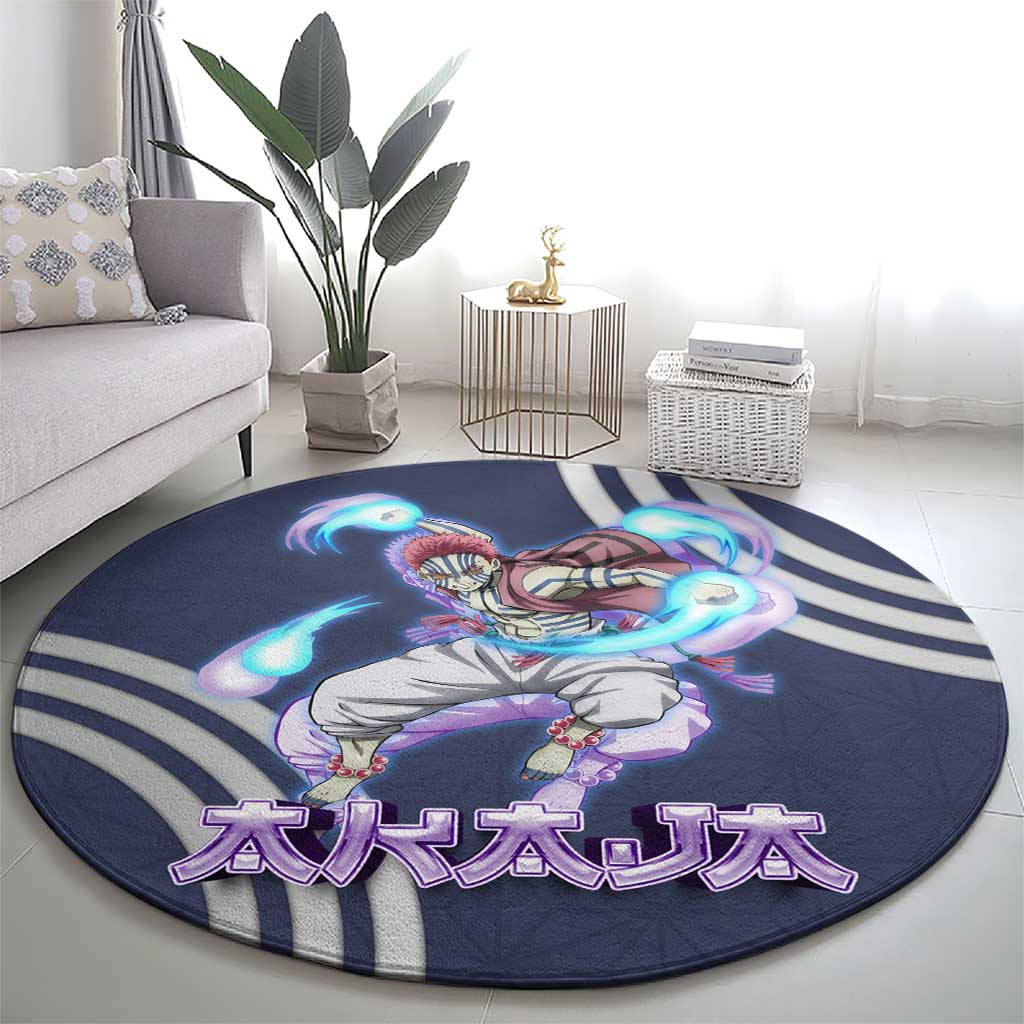 Akaza Demon Slayer Round Carpet Mystic Aura Anime Ring Style