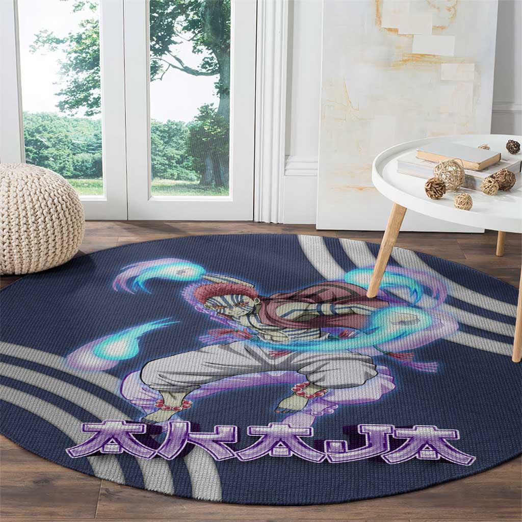 Akaza Demon Slayer Round Carpet Mystic Aura Anime Ring Style