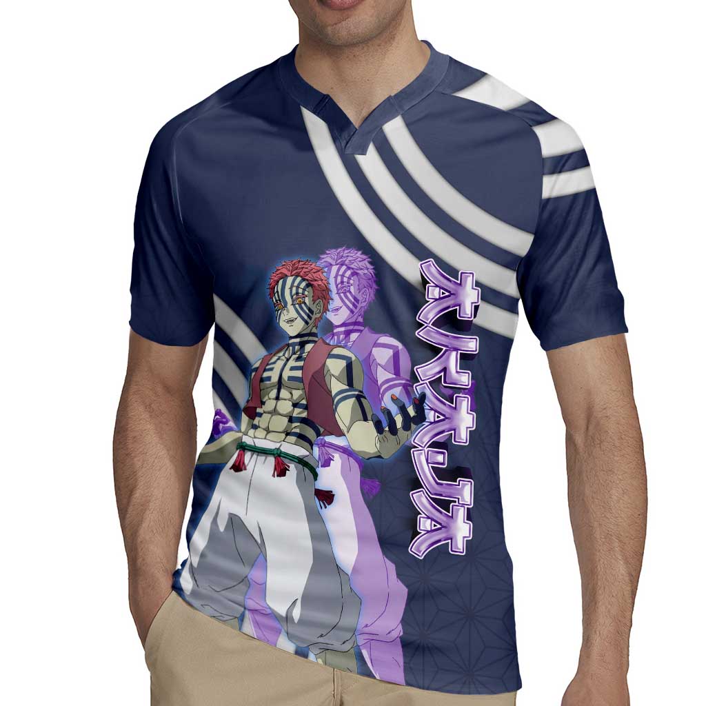 Akaza Demon Slayer Rugby Jersey Mystic Aura Anime Ring Style