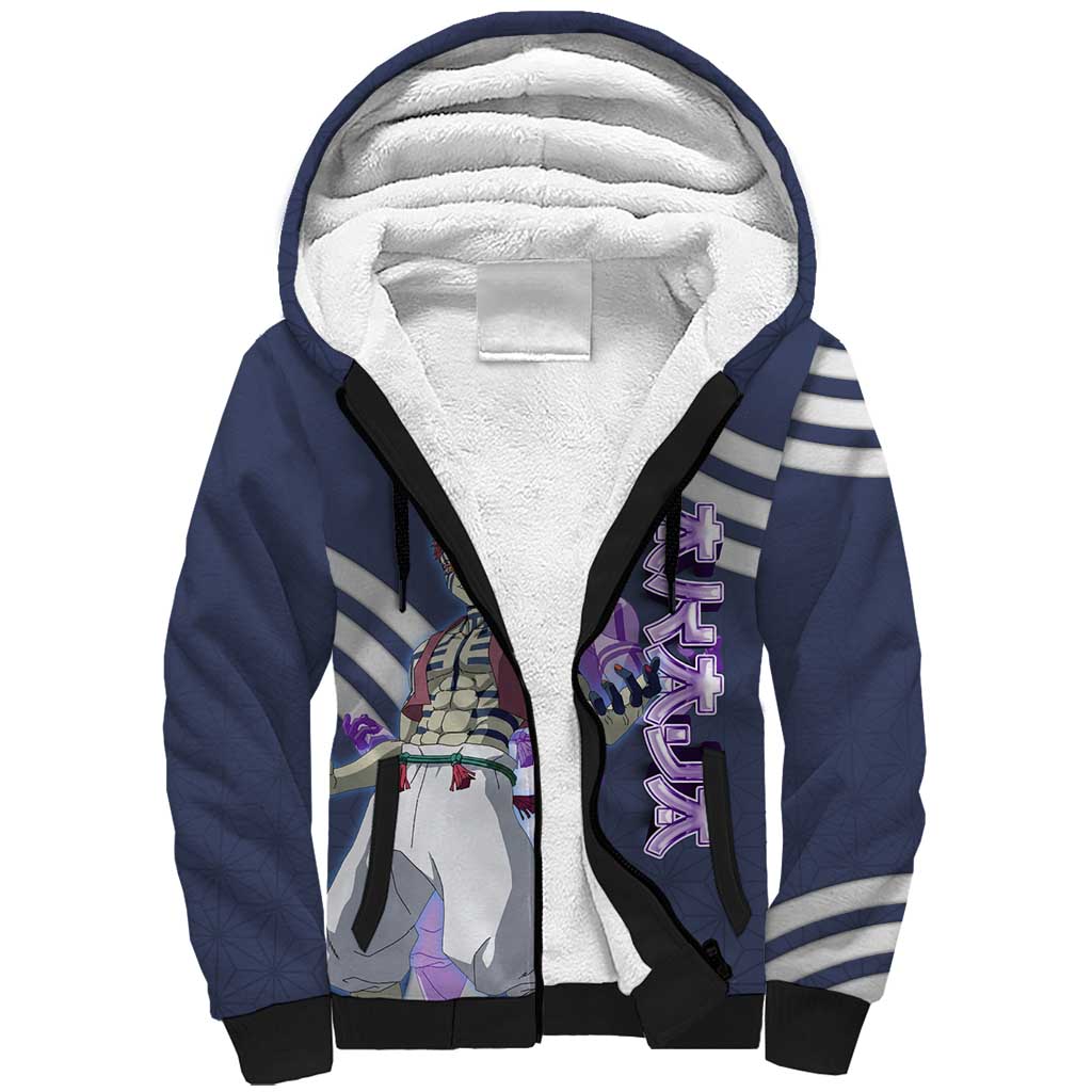 Akaza Demon Slayer Sherpa Hoodie Mystic Aura Anime Ring Style