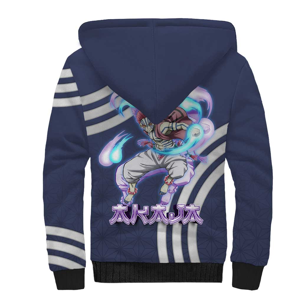 Akaza Demon Slayer Sherpa Hoodie Mystic Aura Anime Ring Style