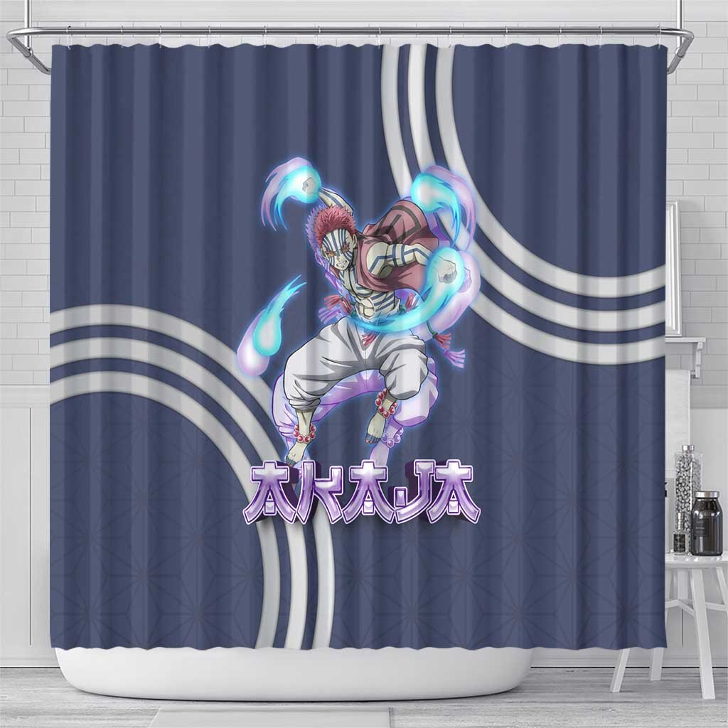 Akaza Demon Slayer Shower Curtain Mystic Aura Anime Ring Style