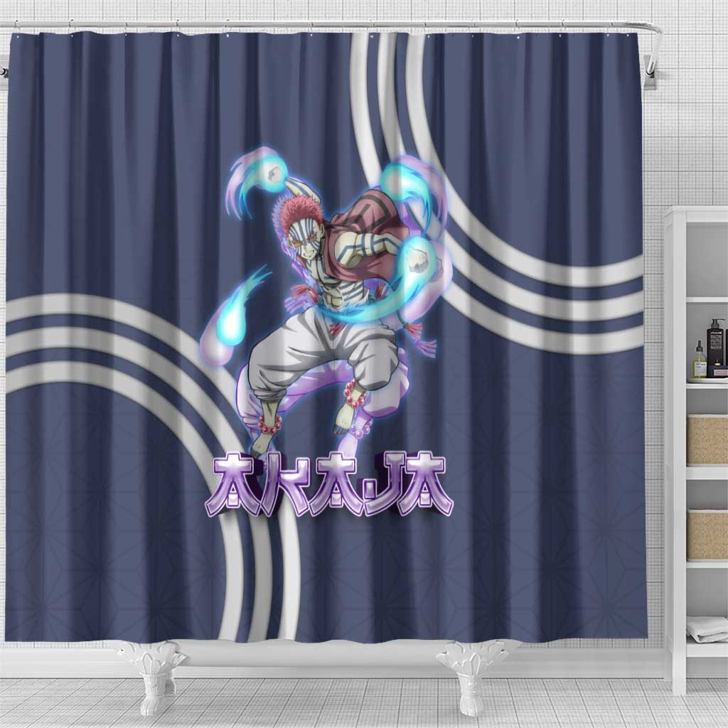 Akaza Demon Slayer Shower Curtain Mystic Aura Anime Ring Style