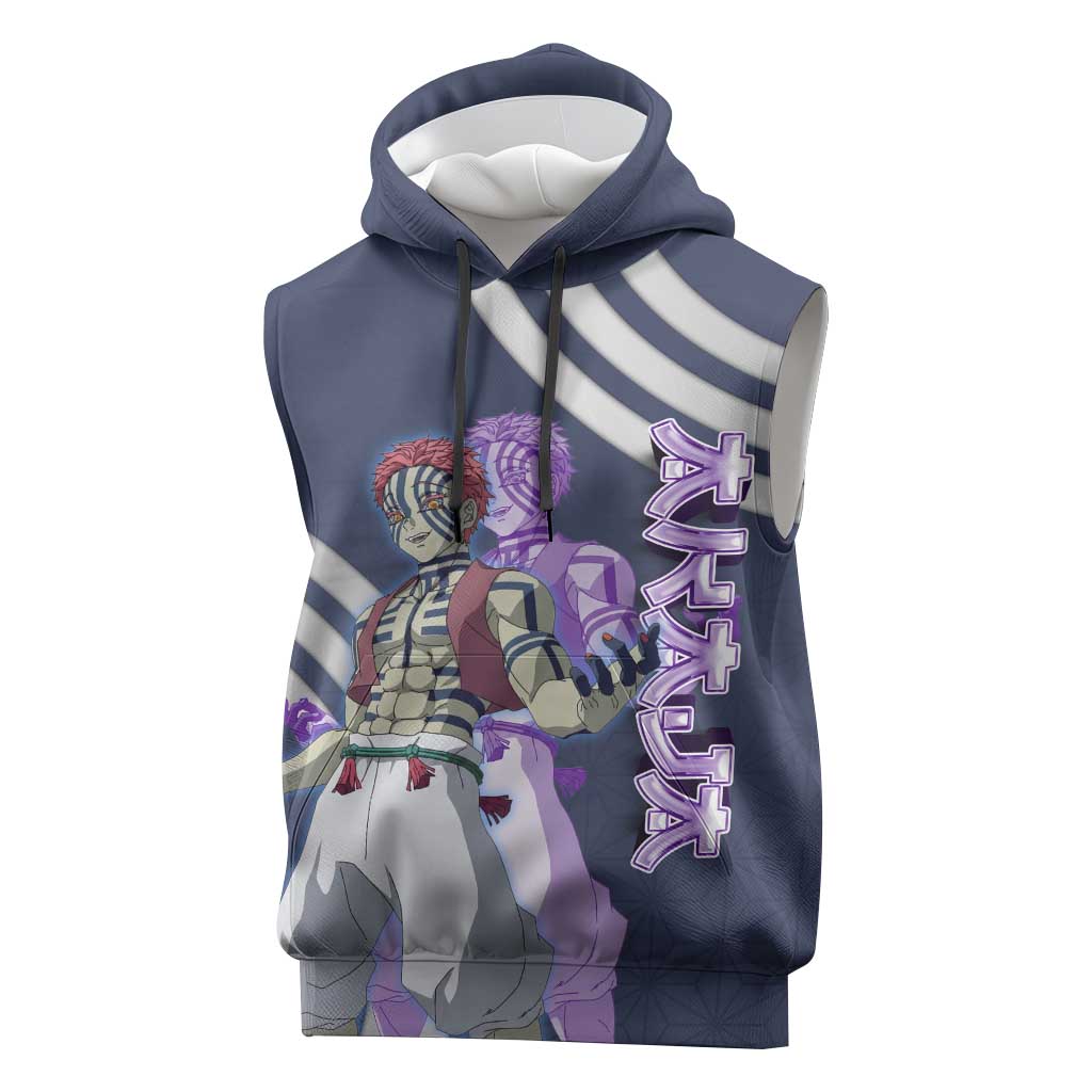 Akaza Demon Slayer Sleeveless Hoodie Mystic Aura Anime Ring Style