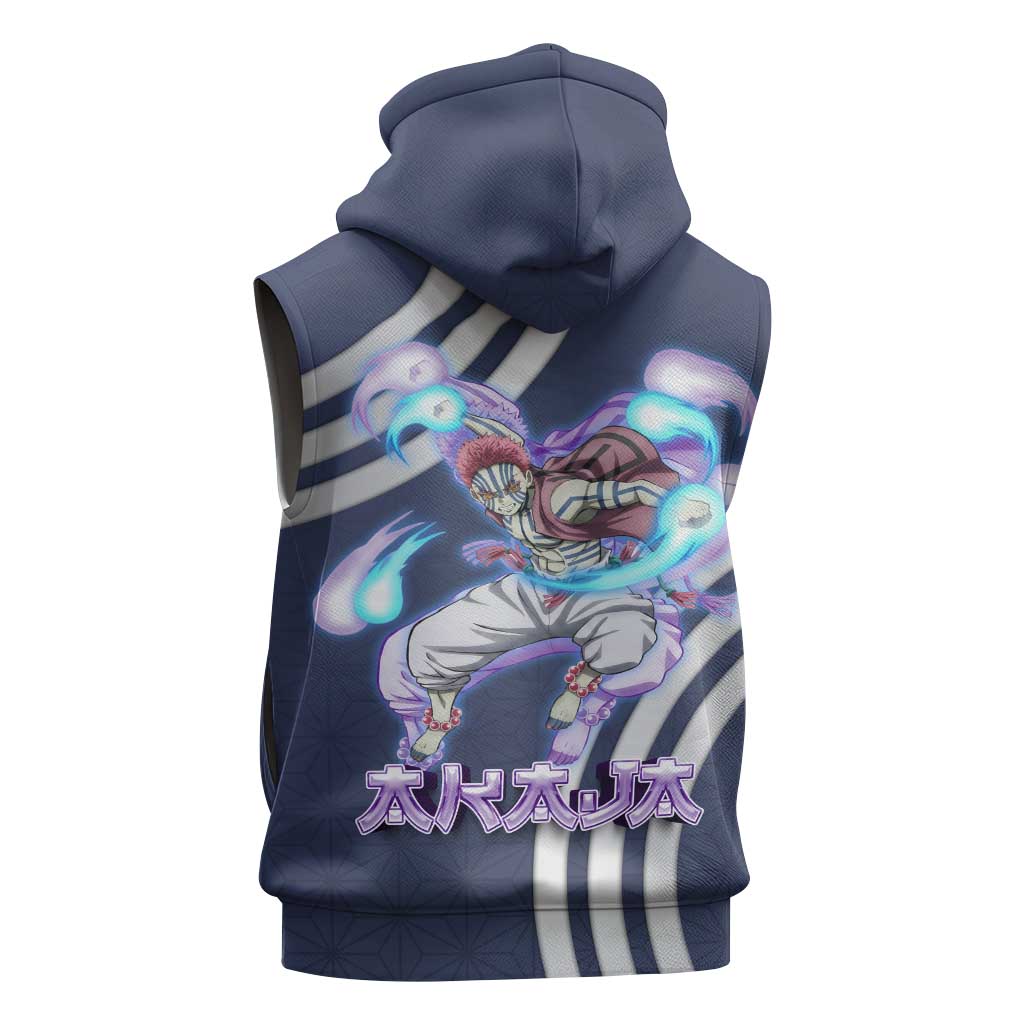 Akaza Demon Slayer Sleeveless Hoodie Mystic Aura Anime Ring Style