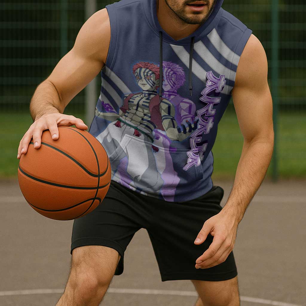 Akaza Demon Slayer Sleeveless Hoodie Mystic Aura Anime Ring Style
