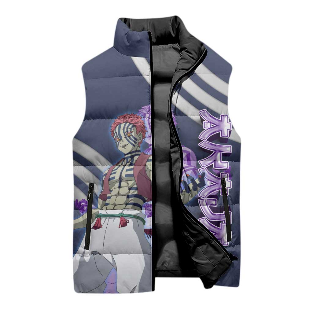 Akaza Demon Slayer Sleeveless Puffer Jacket Mystic Aura Anime Ring Style