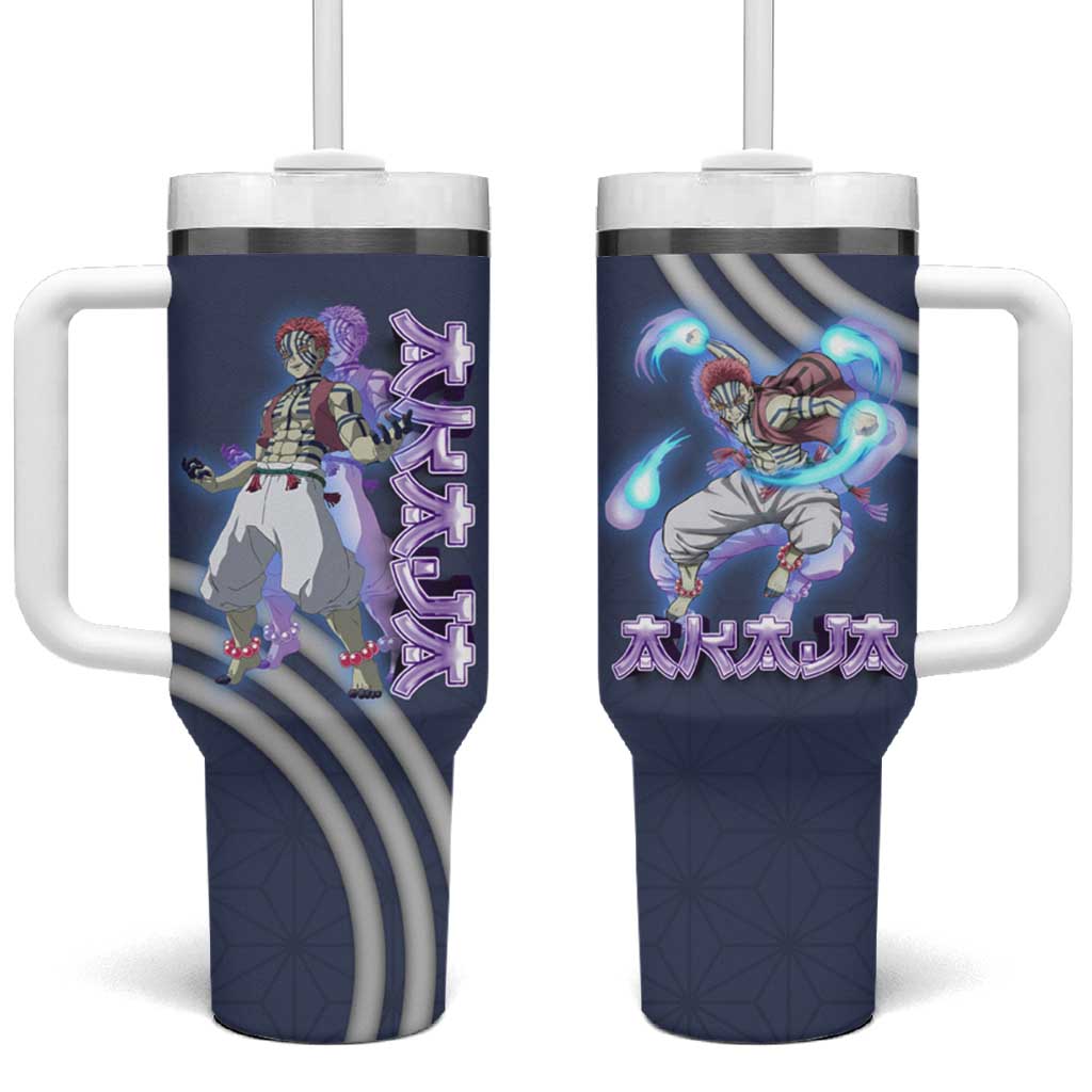 Akaza Demon Slayer Tumbler With Handle Mystic Aura Anime Ring Style