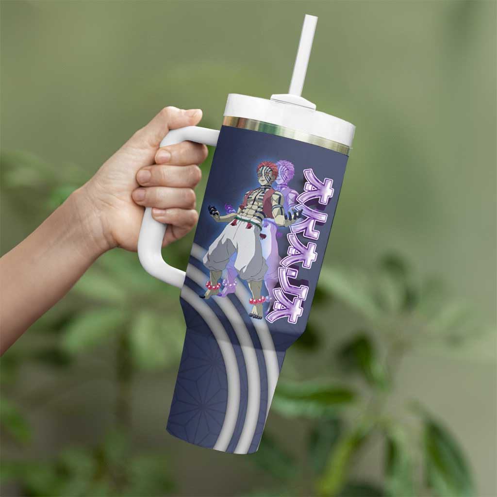 Akaza Demon Slayer Tumbler With Handle Mystic Aura Anime Ring Style