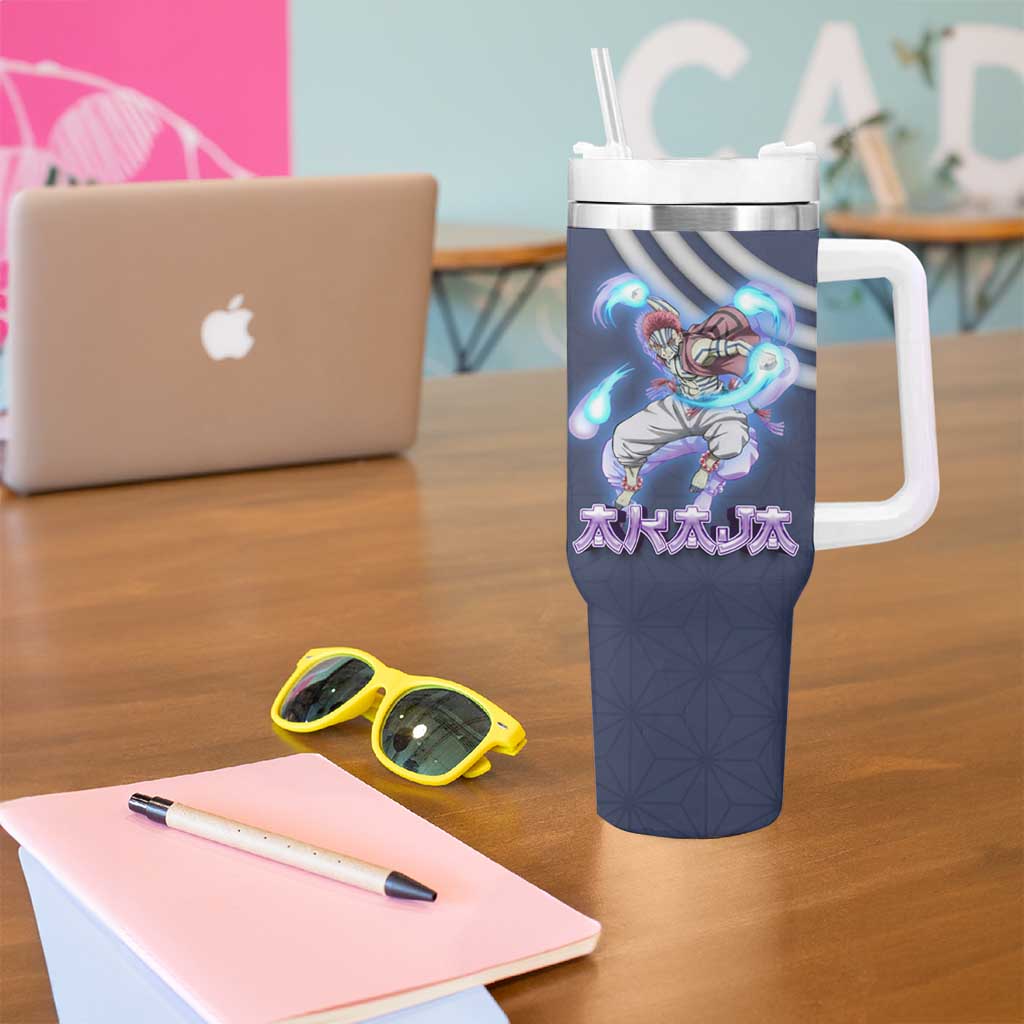 Akaza Demon Slayer Tumbler With Handle Mystic Aura Anime Ring Style